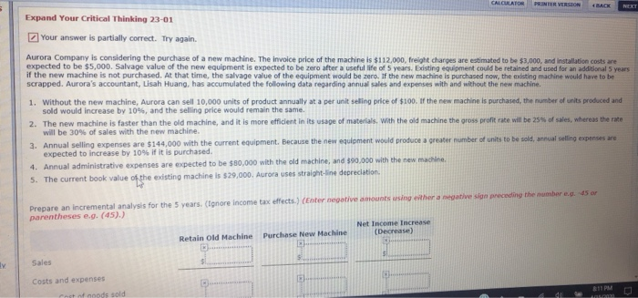  CALCULATOR INTER VERSION Expand Your Critical Thinking 23-01 Your answer is
