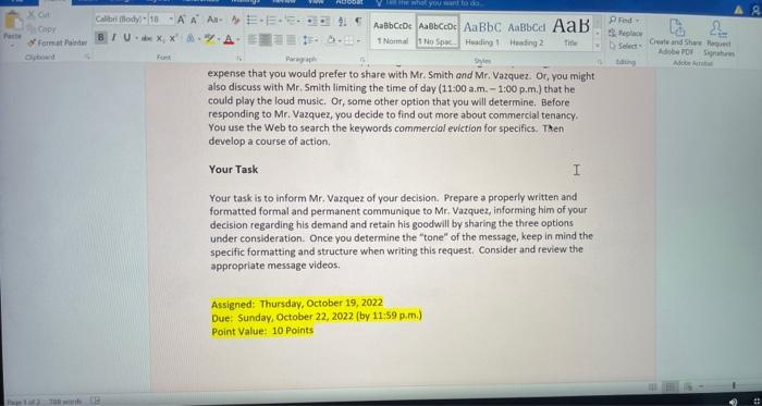 must respond to the request of Michael Vazquez, one of the tenants