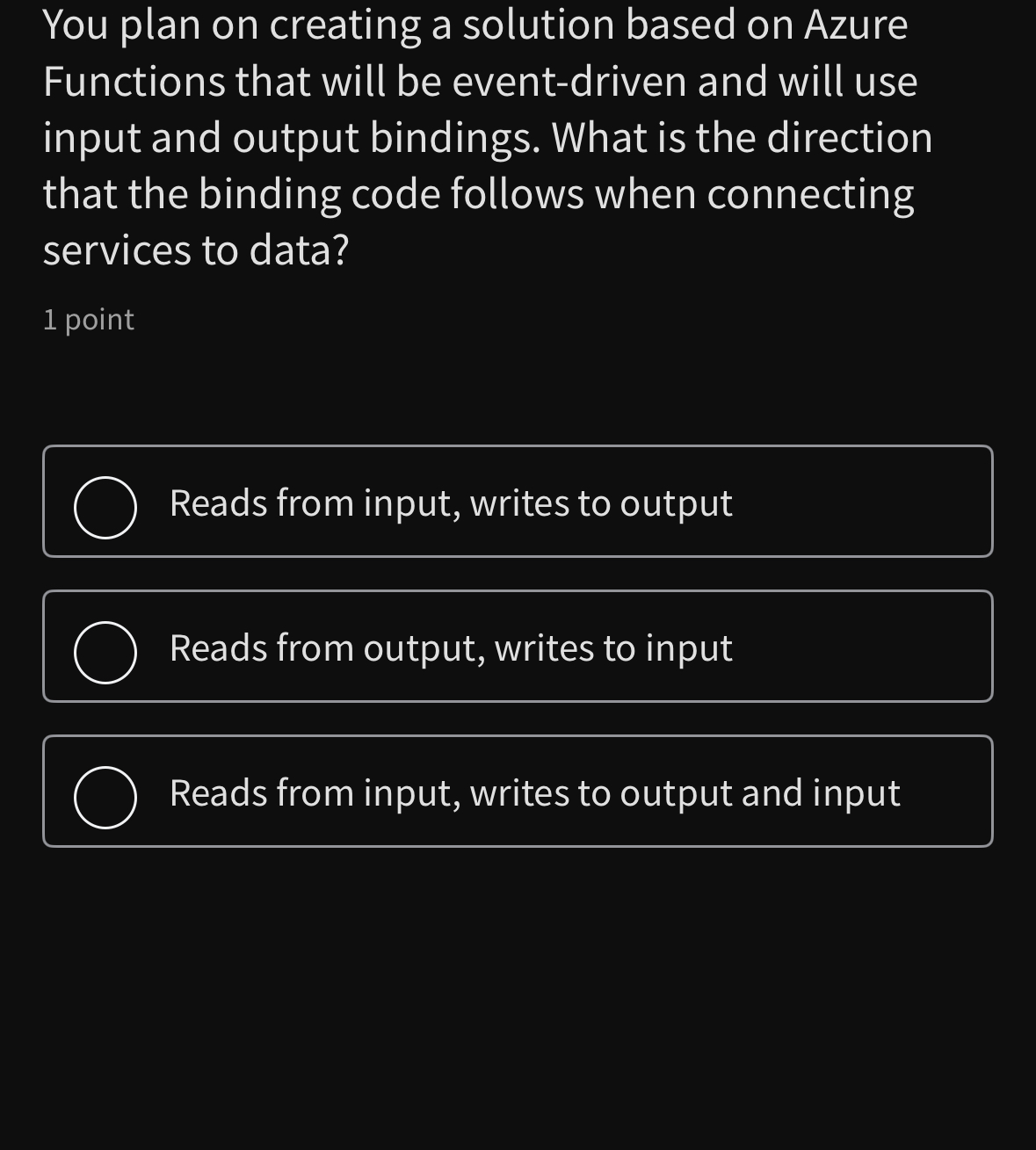  You plan on creating a solution based on Azure Functions that
