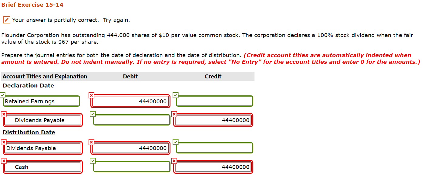 Brief Exercise 15-14 Your answer is partially correct. Try again. Flounder