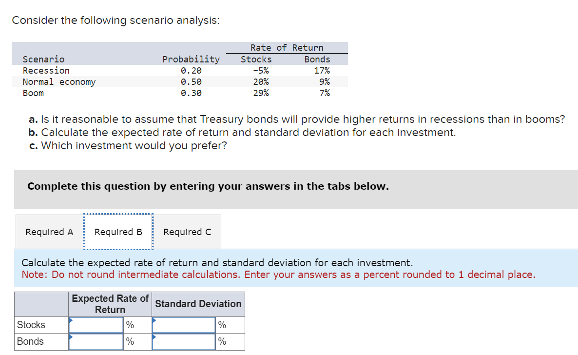  Consider the following scenario analysis: a. Is it reasonable to assume
