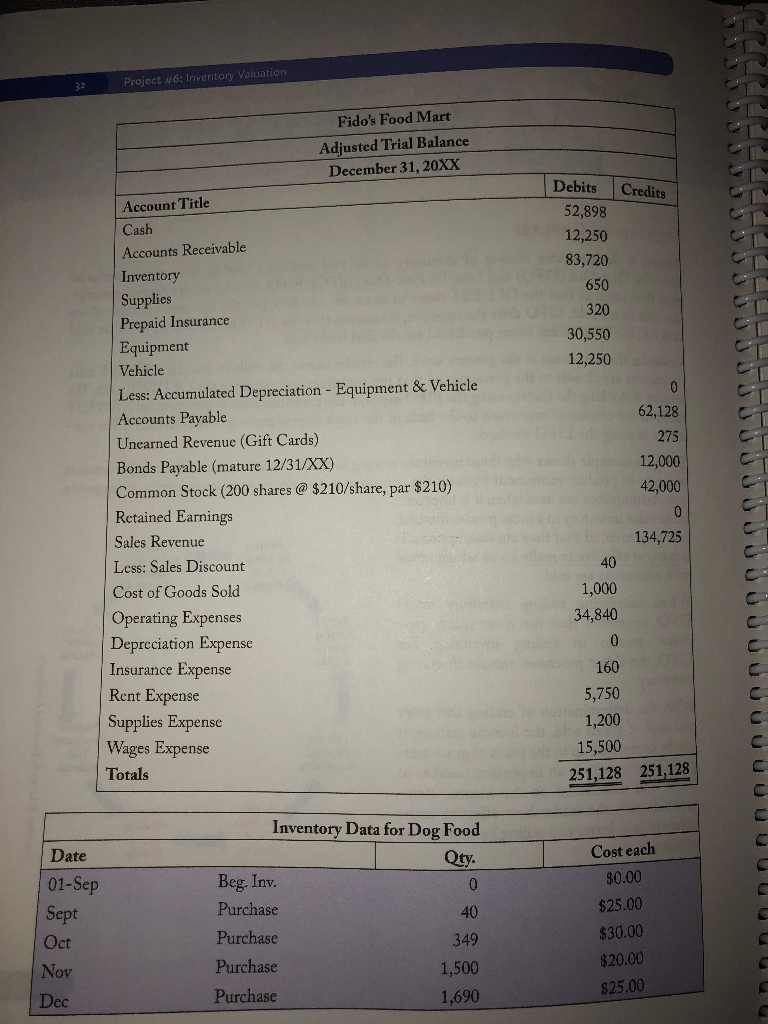 Inventory Valuation ST Preview of Chapter Project 6 demonstrates costing of inventory