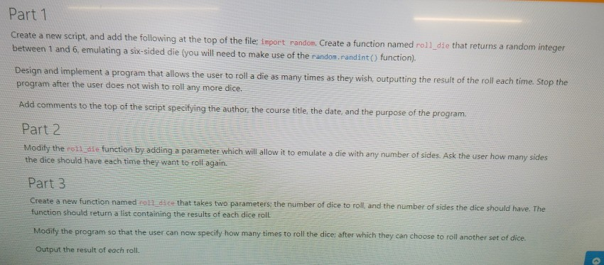 Part 1 Create a new script, and add the following at