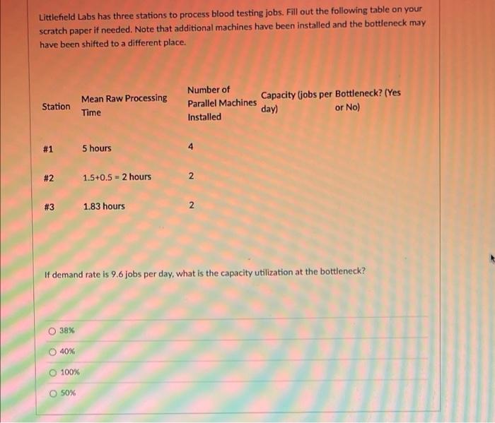 Fill out the following table on your scratch paper if needed. Note
