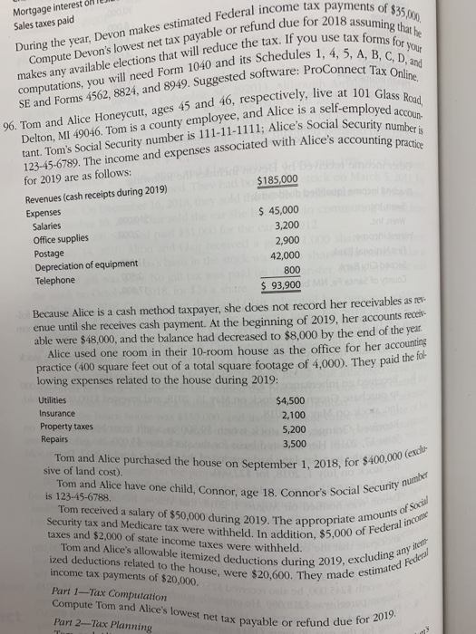  part 1 tax computation need to use 2018 tax forms d