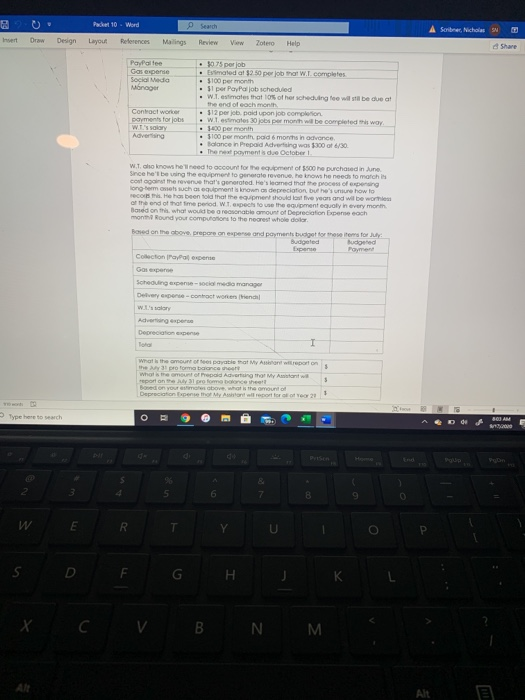 Mailings Review View Zotero Help Survey of Accounting Packet 10 Supplies Purchases