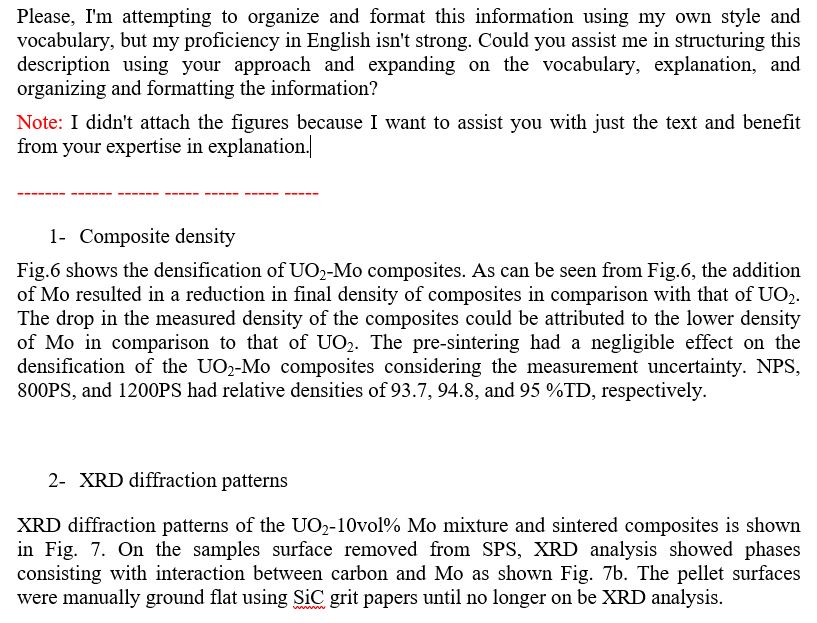  Composite density and XRD diffraction patterns 