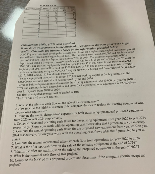  answer all NOS oto Calculation: 100%, (10% each question) Write down