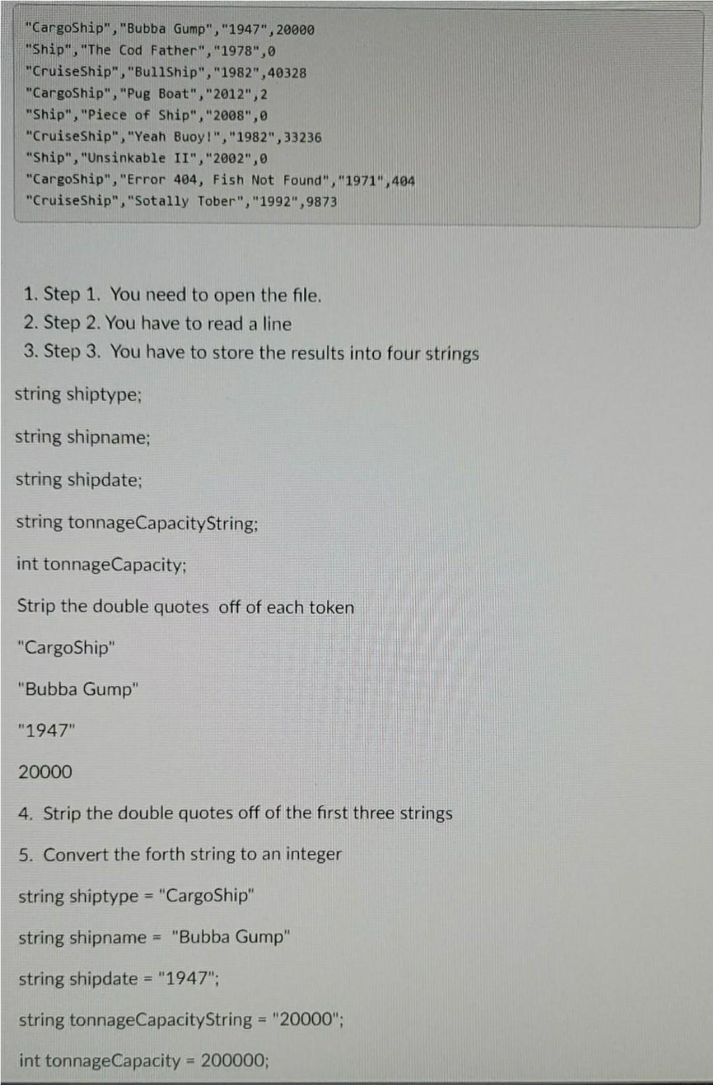 class that has the following members: . . A member variable for