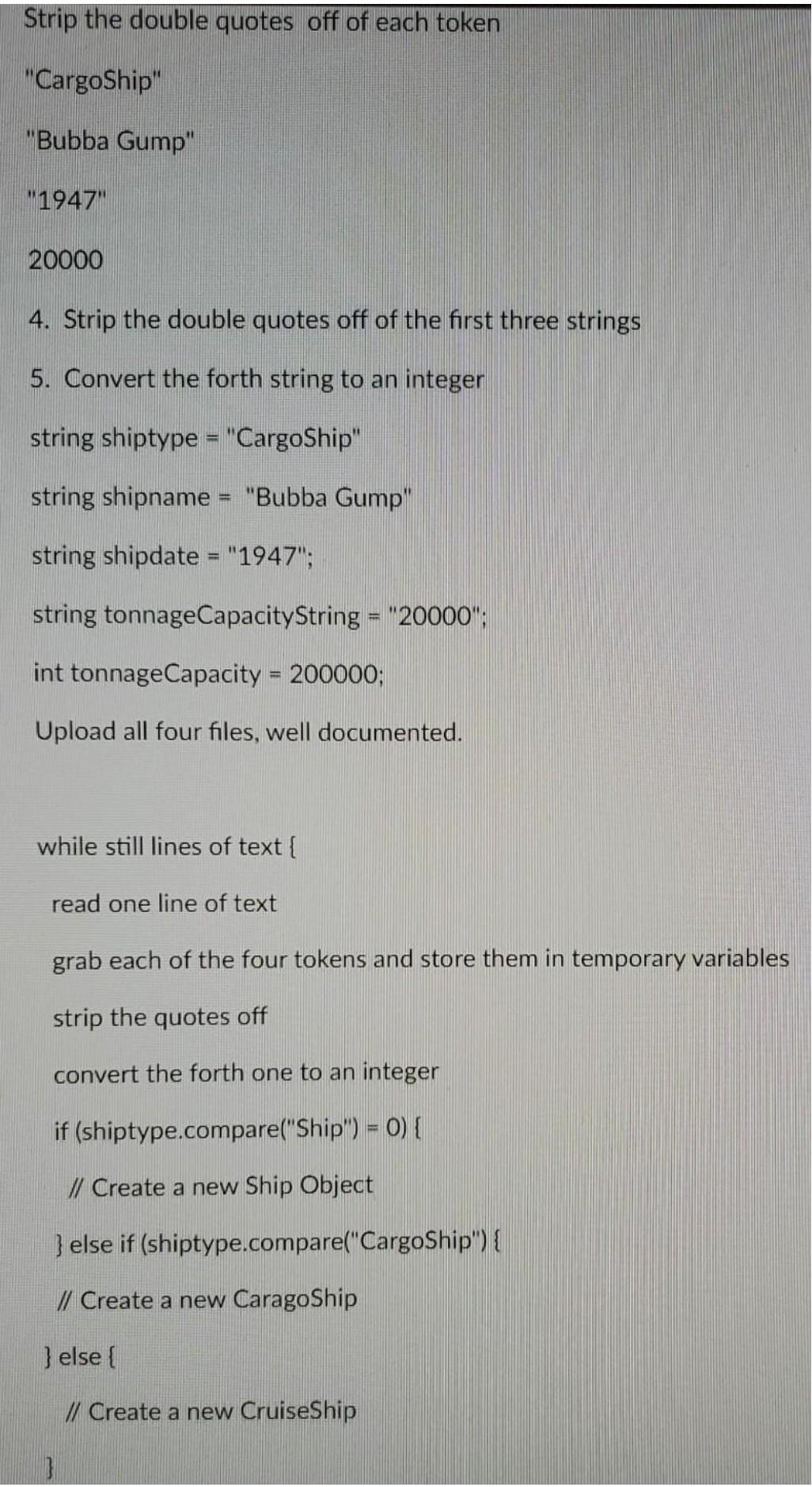 the name of the ship (a string) A member variable for the