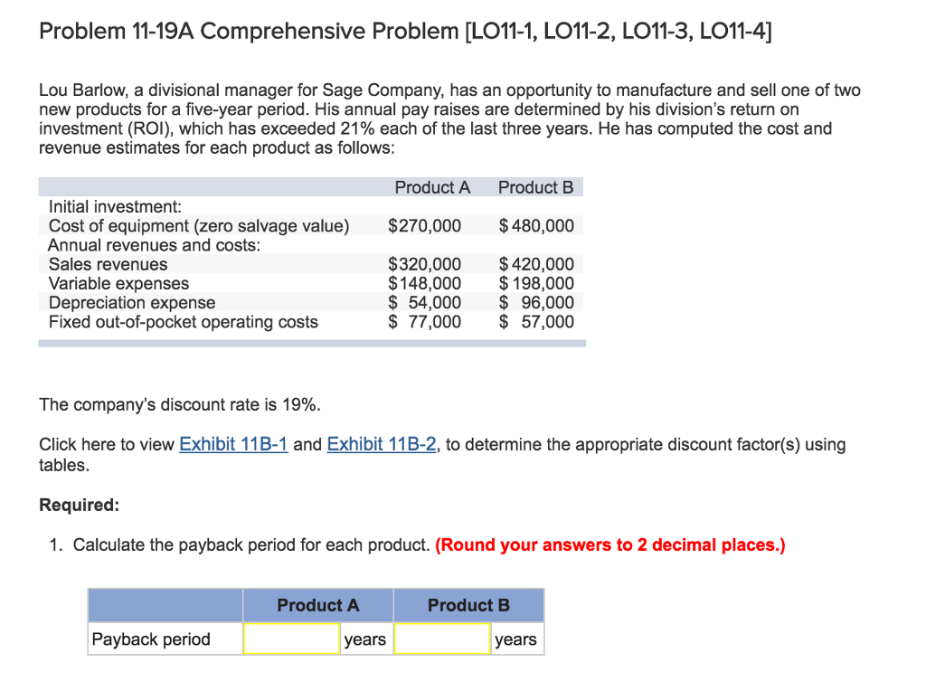  Problem 11-19A Comprehensive Problem IL011-1, LO 11-2, L011-3, LO11-4] Lou Barlow,