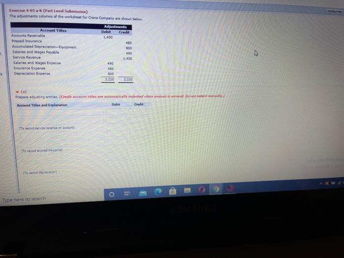  Exercise 4-09 a b (Part Level Submission) The adjustments columns of