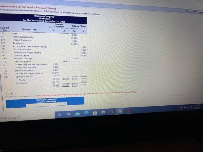  403A a-d (Part Level Submission (Video) ha completed financial statement columns