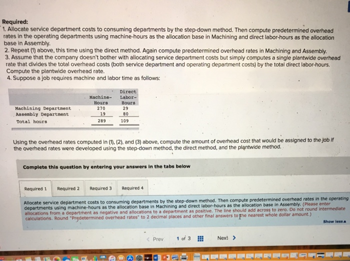 LO4- d costs in its various departments as follows for the coming