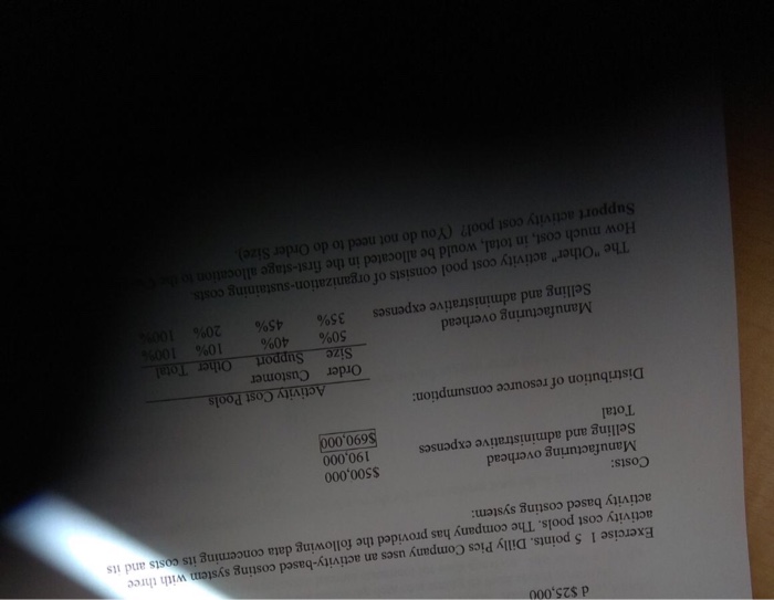  d $25,000 Exercise 1 5 points. Dilly Pics Company uses an