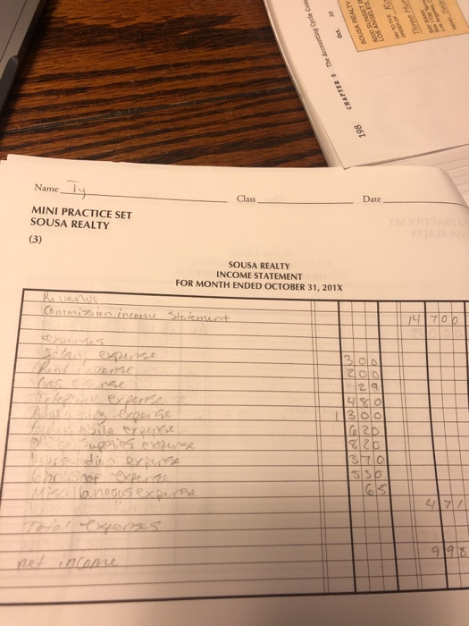  elecom SOUSA REALTY Three Hur The Accounting CHAPTER 5 198 Class