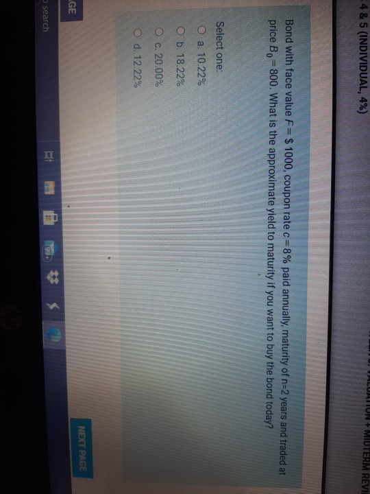  4&5 (INDIVIDUAL, 4%) + MIDTERM REVI Bond with face value F=