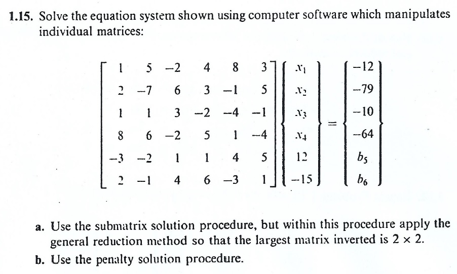  Solve the equation system shown using computer software which manipulates individual