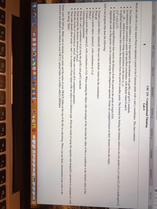  Help me in python! CSc 131 CSC 131-Computational Thinking Lab 4