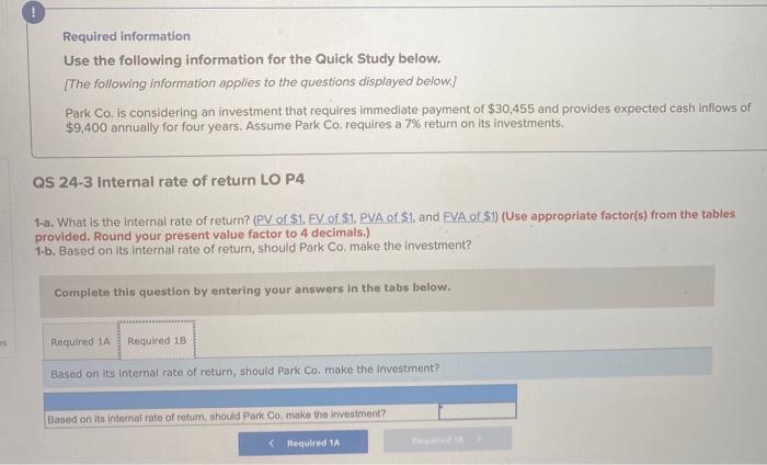 [The following information applies to the questions displayed below) Park Co. is
