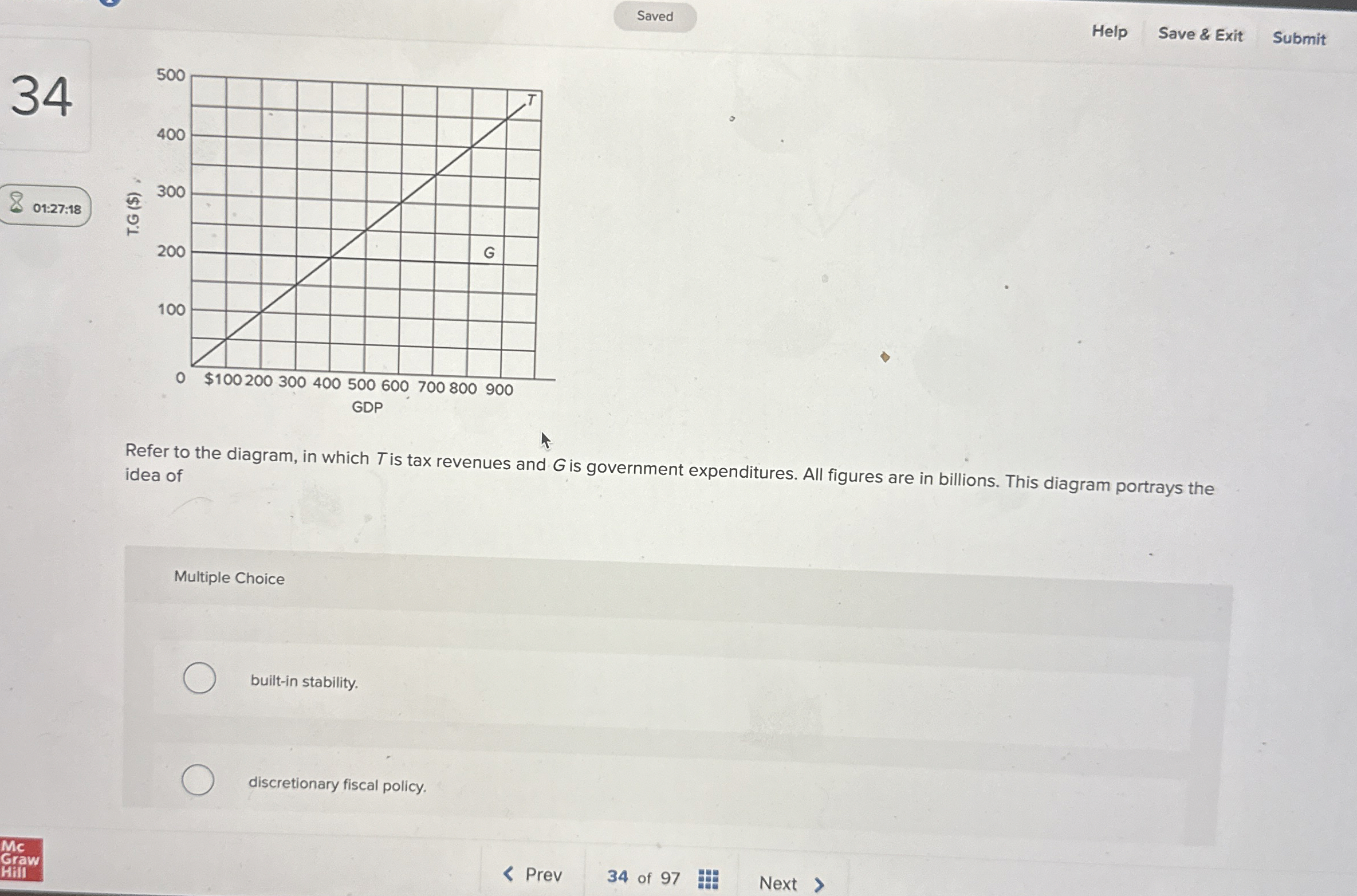  Saved 34 01:27:18 Help Save & Exit Submit Refer to the