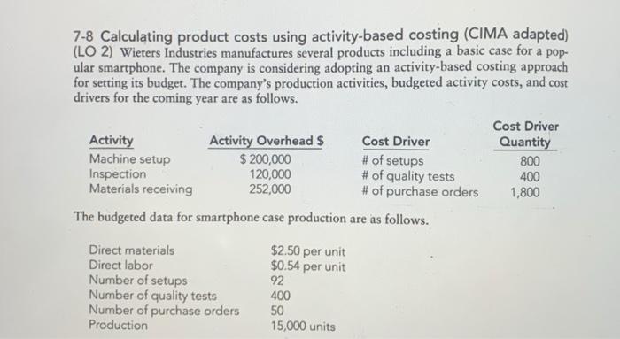  1. calculate the "activity rate" for each cost activity 2. calculate