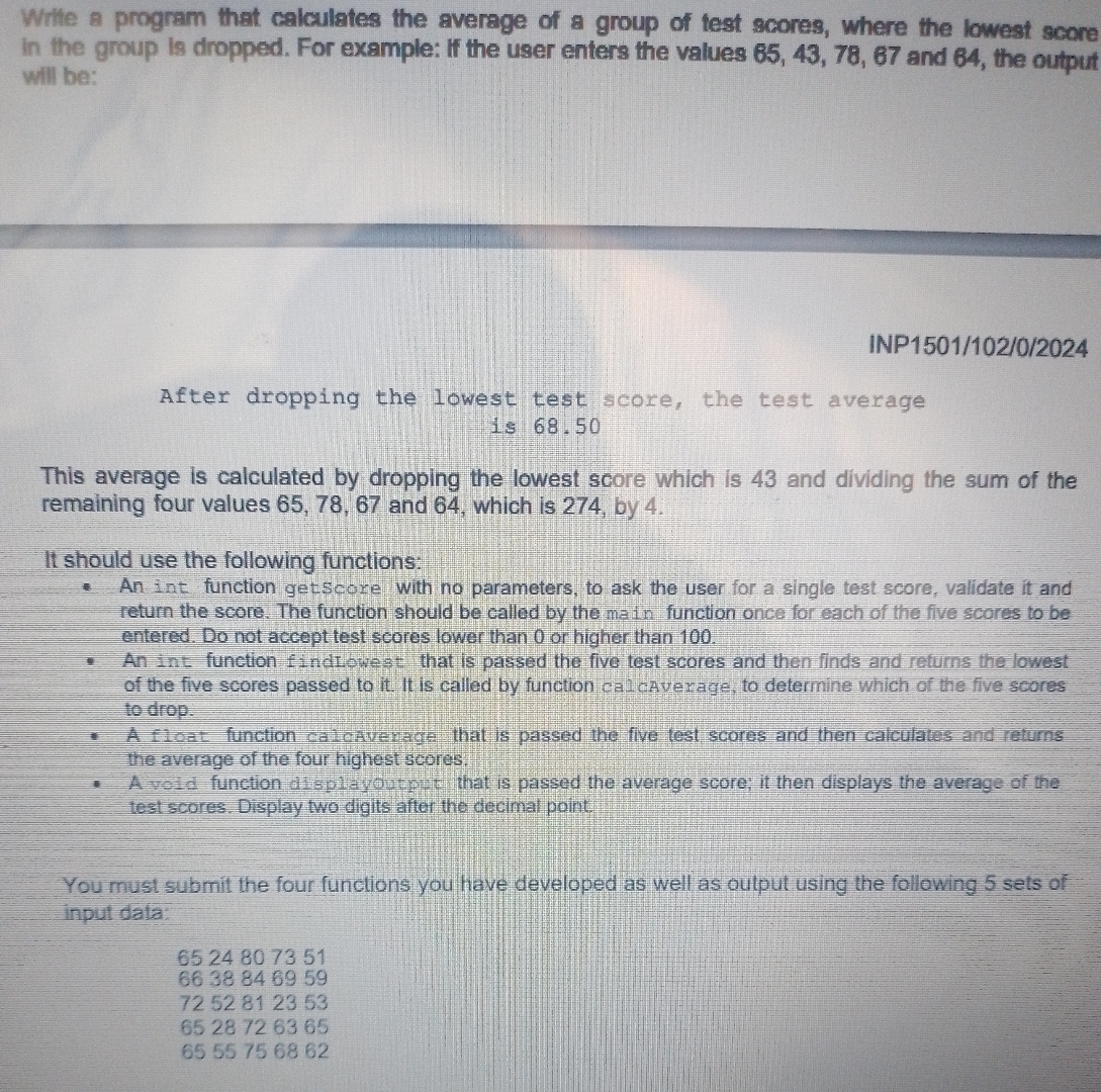  Write a program that calculates the average of a group of