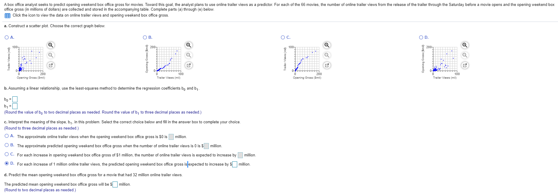  A box office analyst seeks to predict opening weekend box office