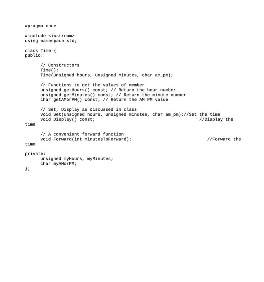 Time class operator overloading before the due date/time. Please upload the modified