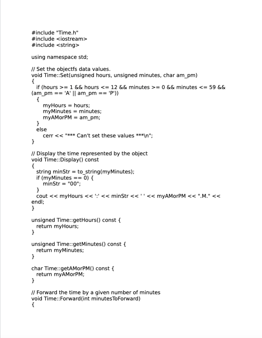 Time.h and Time.cpp to Canvas. In this exercise, you'll implement operator overloading