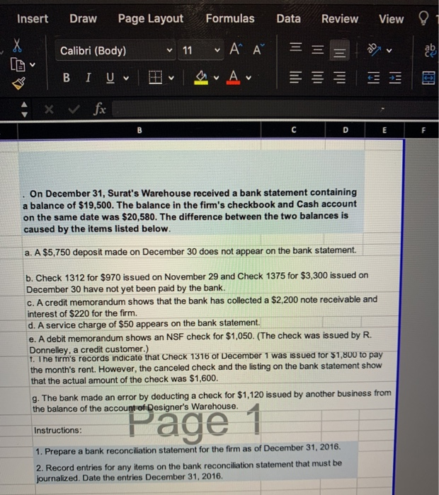  Insert Draw Page Layout Formulas Data Review View X Calibri (Body)