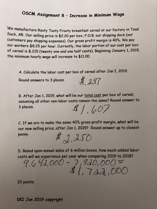  OSCM Assignment 8 - Increase in Minimum Wage We manufacture Rooty