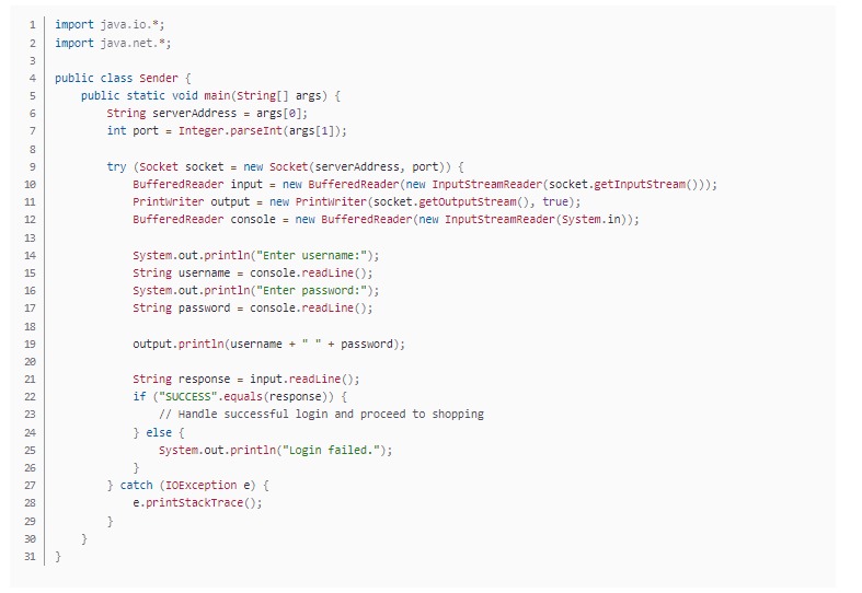  import java.net. *; public class Sender { string serverAddress = args