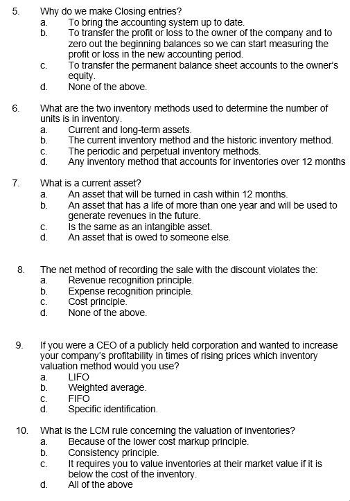 30 pts.) Choose the most correct answer and circle it. 1. An