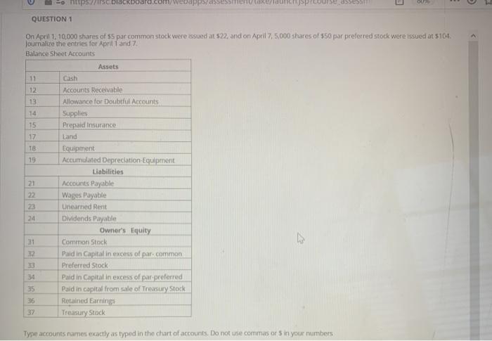  httpsc blackboa mwe PP OU QUESTION 1 On April 1. 10,000