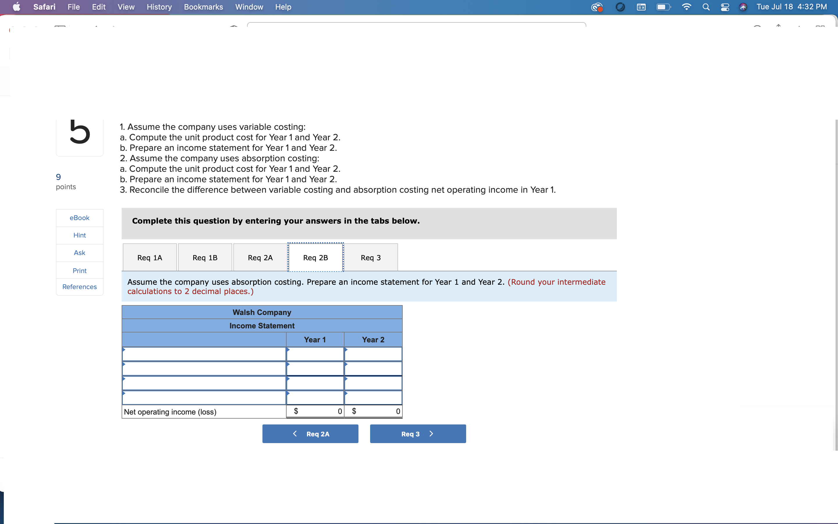 Year 2. b. Prepare an income statement for Year 1 and Year
