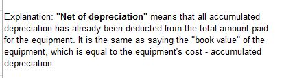 you find each numbers..!! Given data. Explanation: Net of depreciation means that