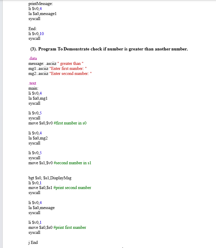 instructions execution, depending on the value of a registers using the branching