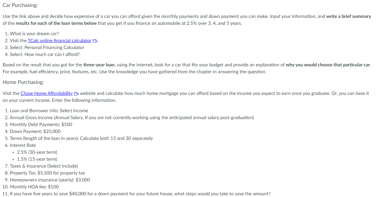 Car Purchasing: Use the link above and decide how expensive of