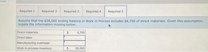 material dollars to be used in production. The company has provided the