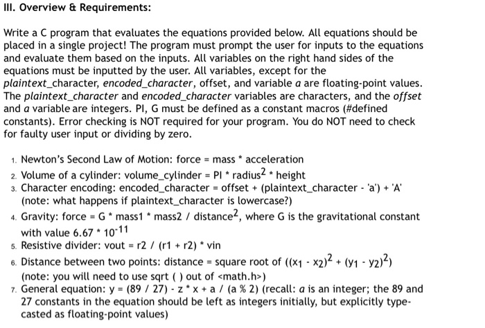  only 3,5 and 7 needed III. Overview & Requirements: Write a