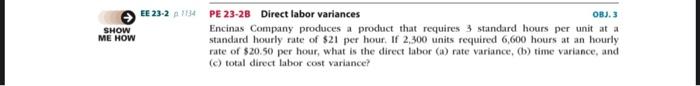 Direct materials variances OBJ. 3 SHOW Encinas Company produces a product that