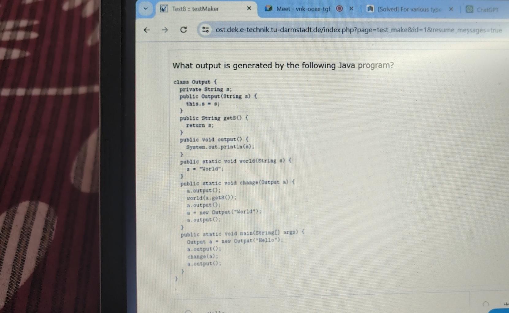  Test 8= testMaker Meet - vnk-ooax-tgf [Solved] For various type ChatGPT
