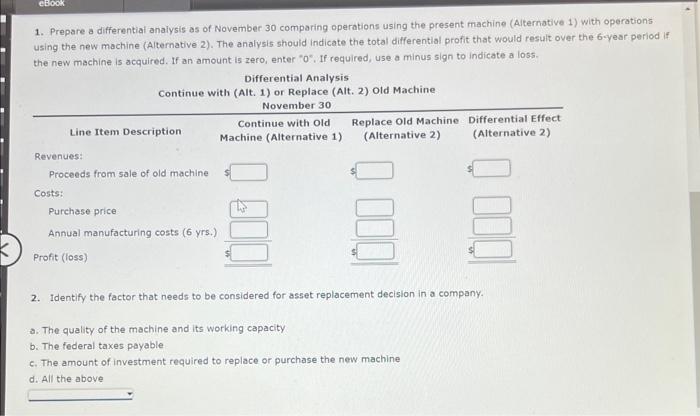 Inc. is considering replacing a machine that has been used in its