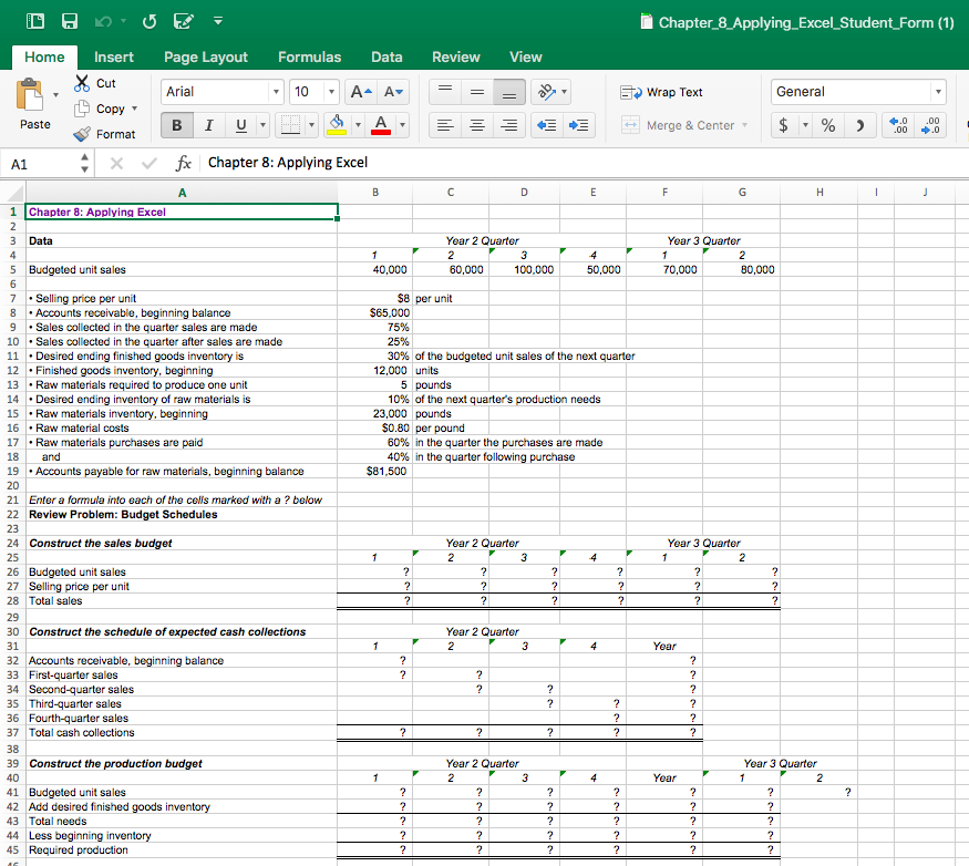 Chapter 8 Applying Excel_Student Form (1) Insert Page Layout Formulas Data
