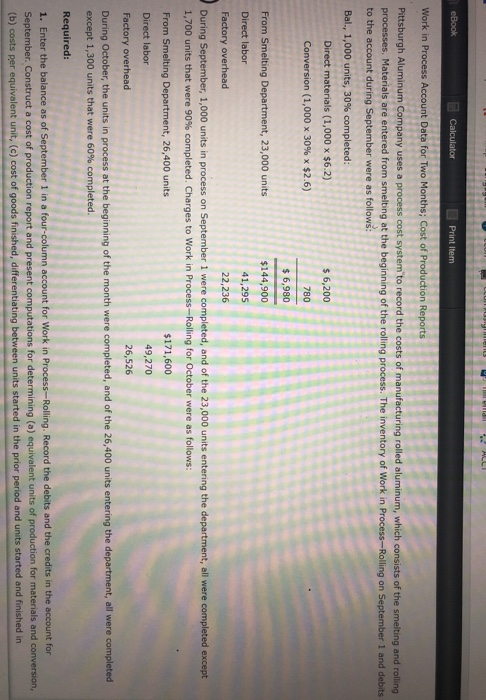  ALLI eBook Calculator Print Item Work in Process Account Data for
