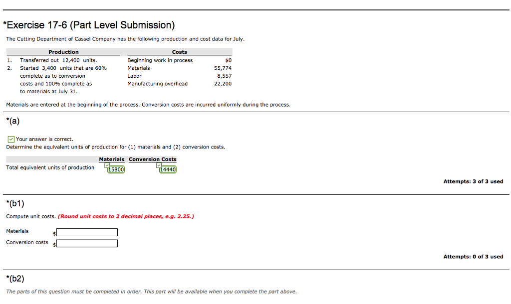 please help solve this problem, thank you *Exercise 17-6 (Part Level Submission)
