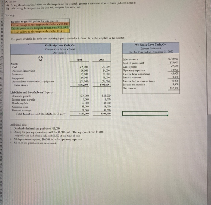  4 Directions 5 A) Using the information below and the template