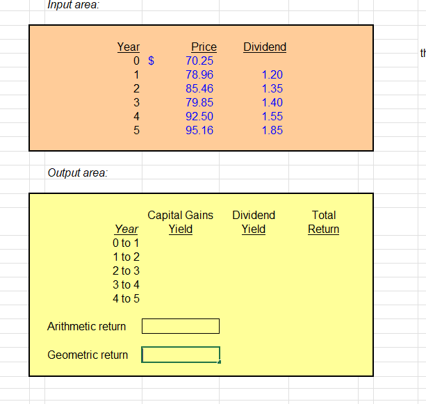 Provide steps please and formulas.! Input area
