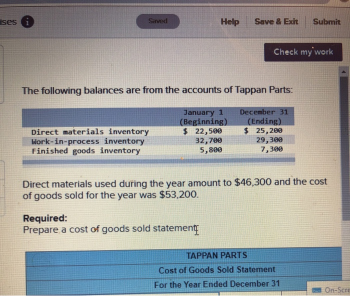  ises i Saved Help Save & Exit Submit Check my'work The